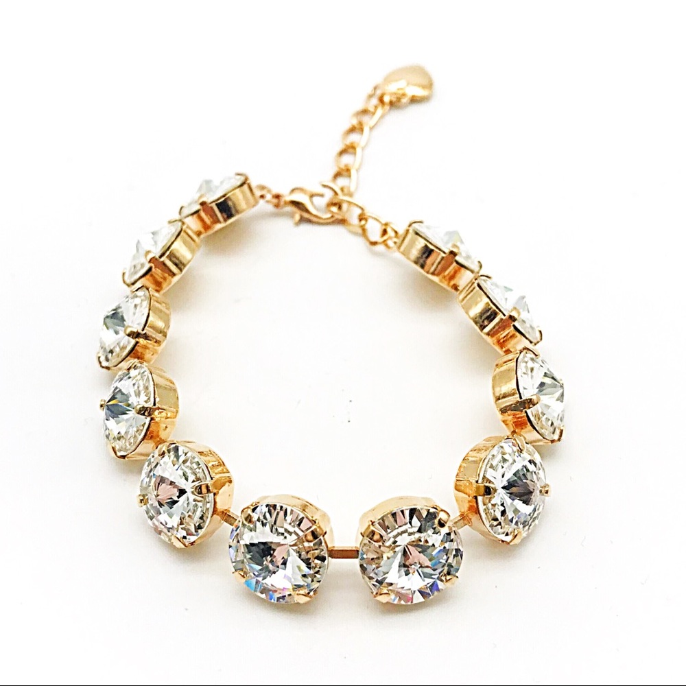 Tennis bracelet, rose gold Swarovski crystals - Picture 3 of 6